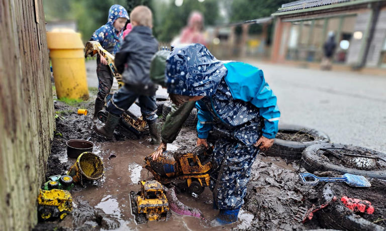 ‘We felt that our children needed something better’: mud play at Holsworthy Church of England primary school. Photograph: Holsworthy C of E primary school