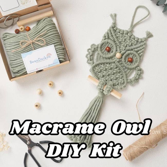 owl shaped macrame wall art