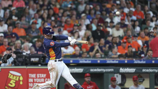 Houston Astros third baseman Alex Bregman (2) hits a home run during the fifth inning against the Los Angeles Angels at Minute Maid Park on Sept 22. | Troy Taormina-Imagn Images