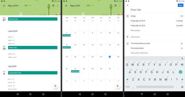 Displaying Google Calendar for Android is a good use of an old Android tablet