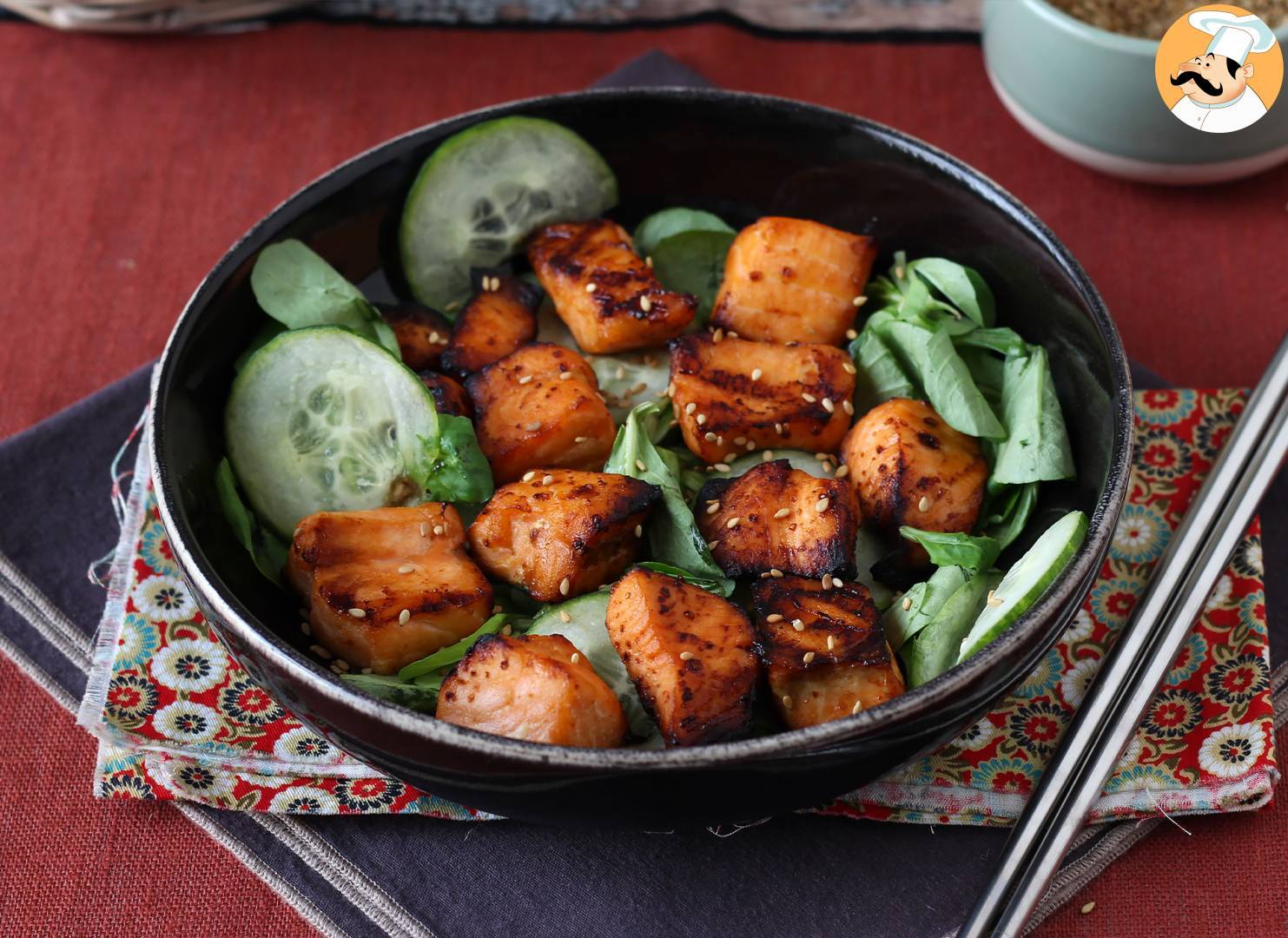 Air fryer lachshäppchen mit asiatischer marinade