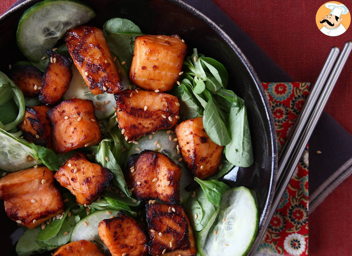 Air fryer lachshäppchen mit asiatischer marinade