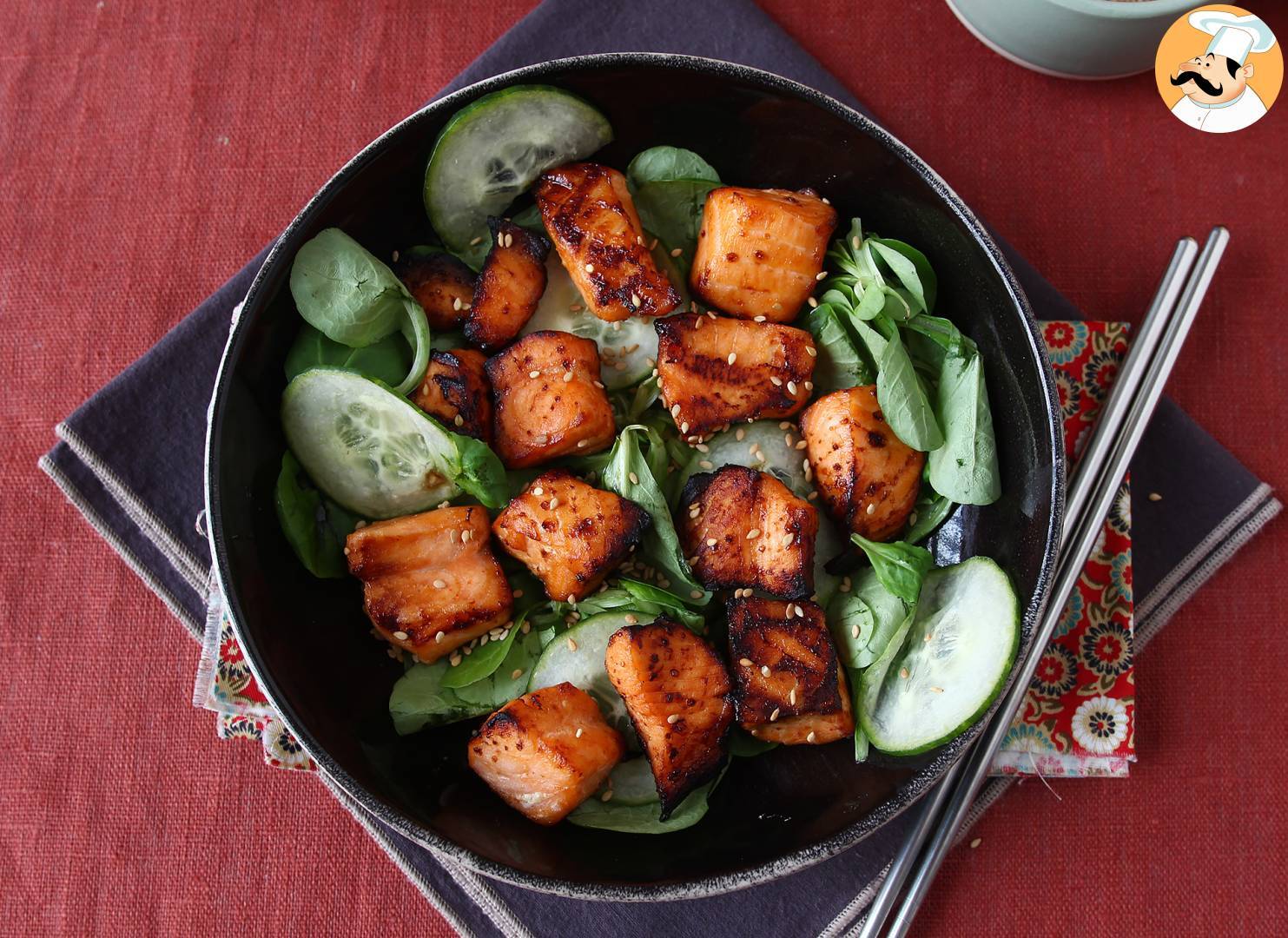 Air fryer lachshäppchen mit asiatischer marinade