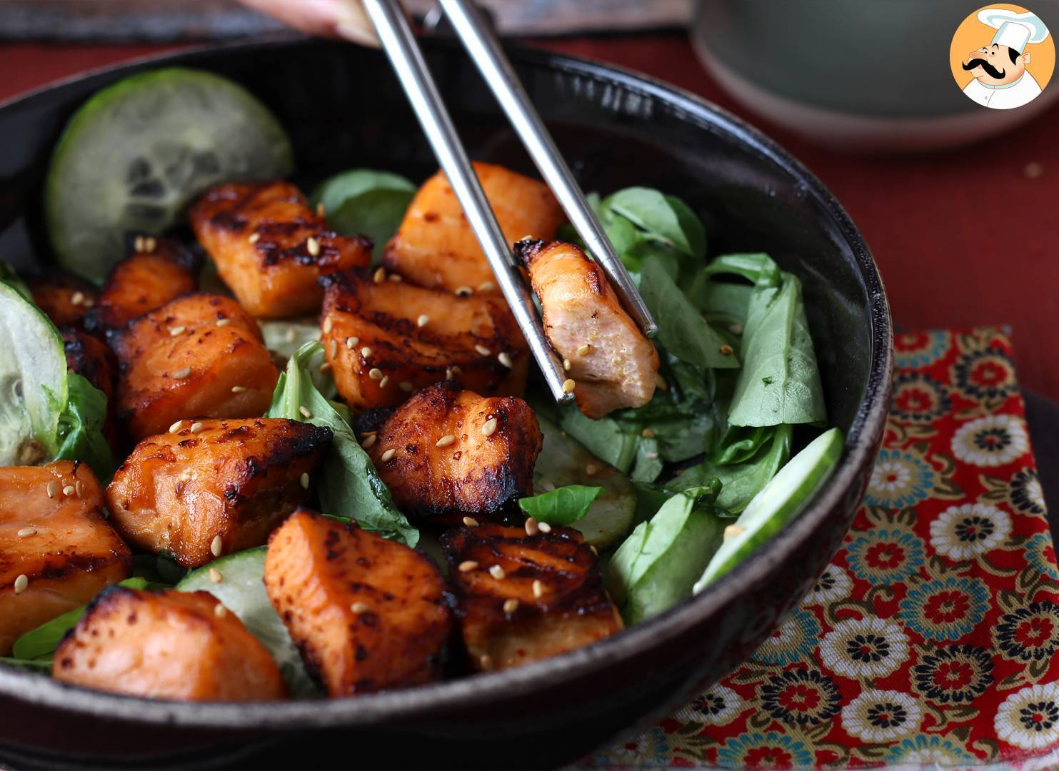Air fryer lachshäppchen mit asiatischer marinade