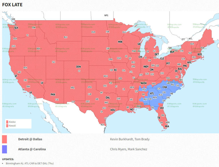 2024 NFL Season Week 6 Sunday TV coverage maps, commentators, open thread