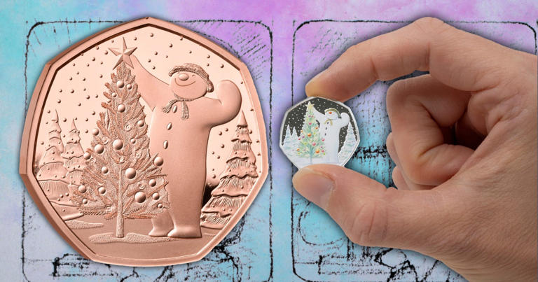 The Royal Mint has launched its coins featuring The Snowman and one lucky person will be able to get a gold version for just £30 (Picture: Royal Mint)