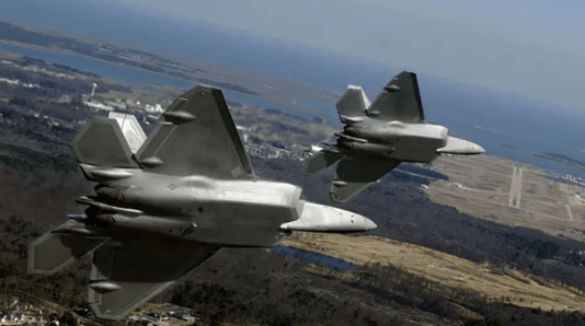 94th Fighter Squadron F-22As approaching Langley Air Force Base