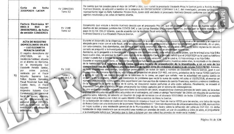 Fiscalía ratificará pedido de 18 meses de prisión preventiva contra Elizabeth Peralta