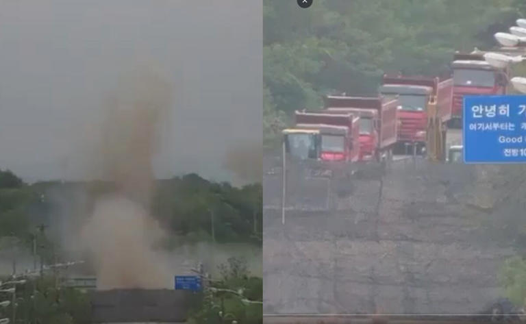 Detonaciones en carreteras intercoreanas. Foto: Captura de Pantalla