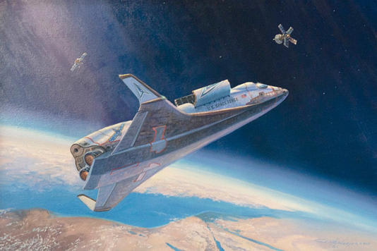 A rendering showing the spacecraft intercepting an adversary satellite. John Ayre/Space Force / SWNS