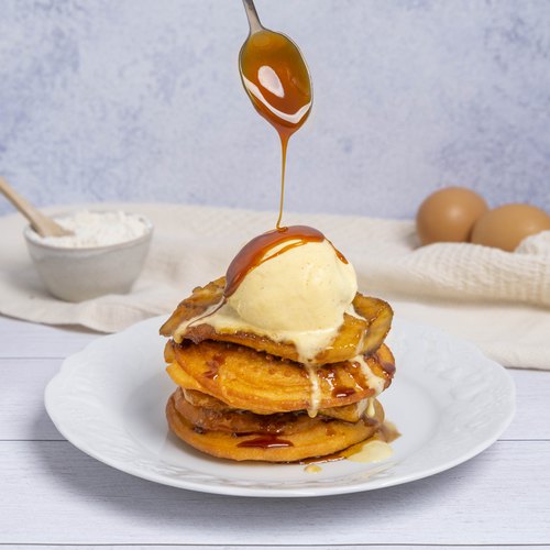 Erdnussbutter und Bananen Pancakes
