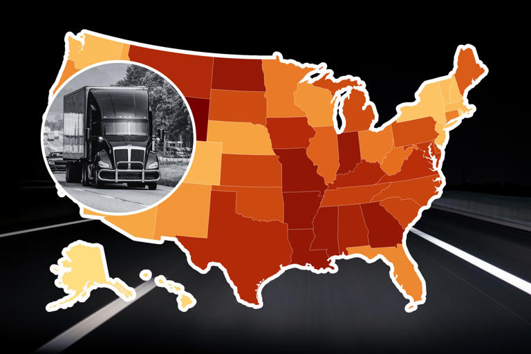 Map reveals most dangerous us states for truck accidents