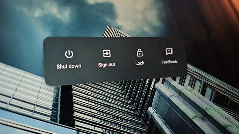 The power menu on ChromeOS