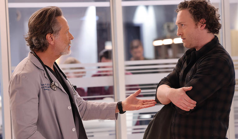 Steven Weber as Dr. Dean Archer and Luigi Sottile as Sean Archer on Chicago Med