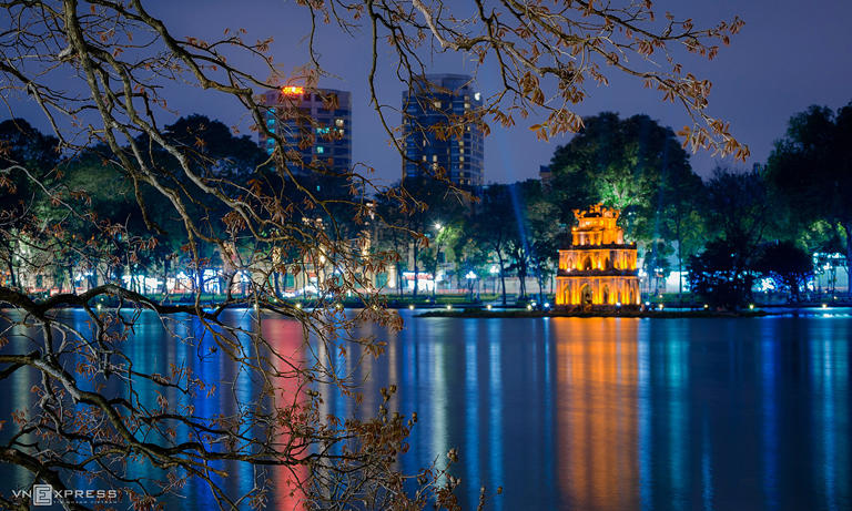 Hanoi's Sword Lake at night. Photo by VnExpress