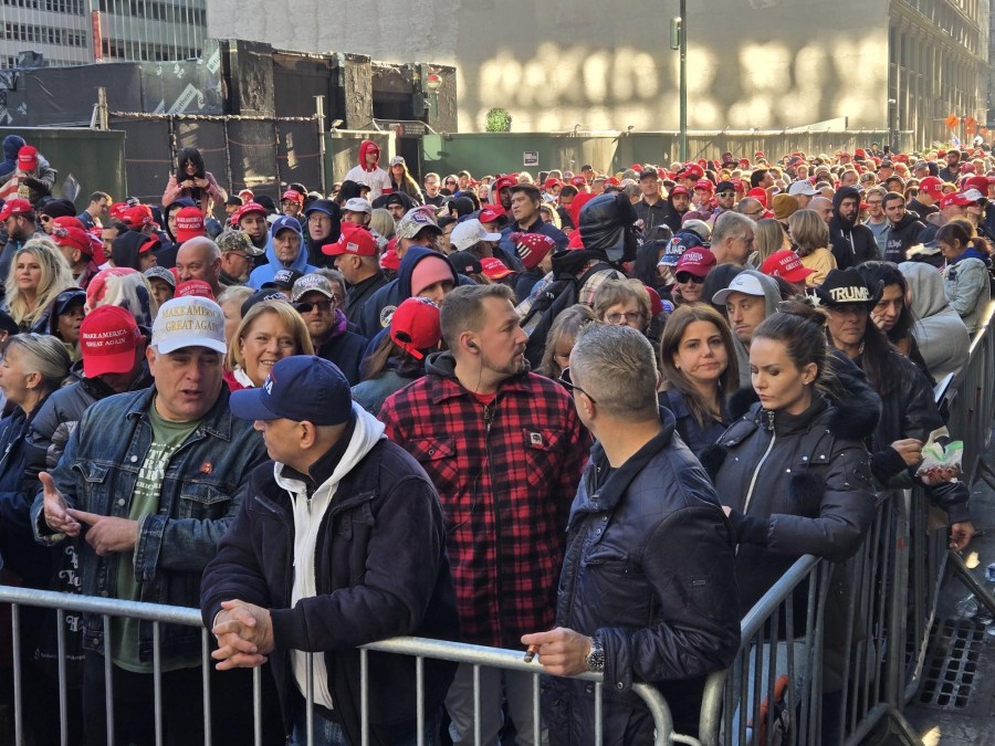 Crowd Waits Outside Madison Square Garden Hours Ahead Of Donald Trump Rally