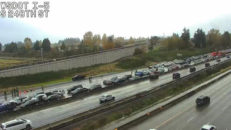 I-5 South reopens after 45-car pileup caused miles-long backup in Kent, WA