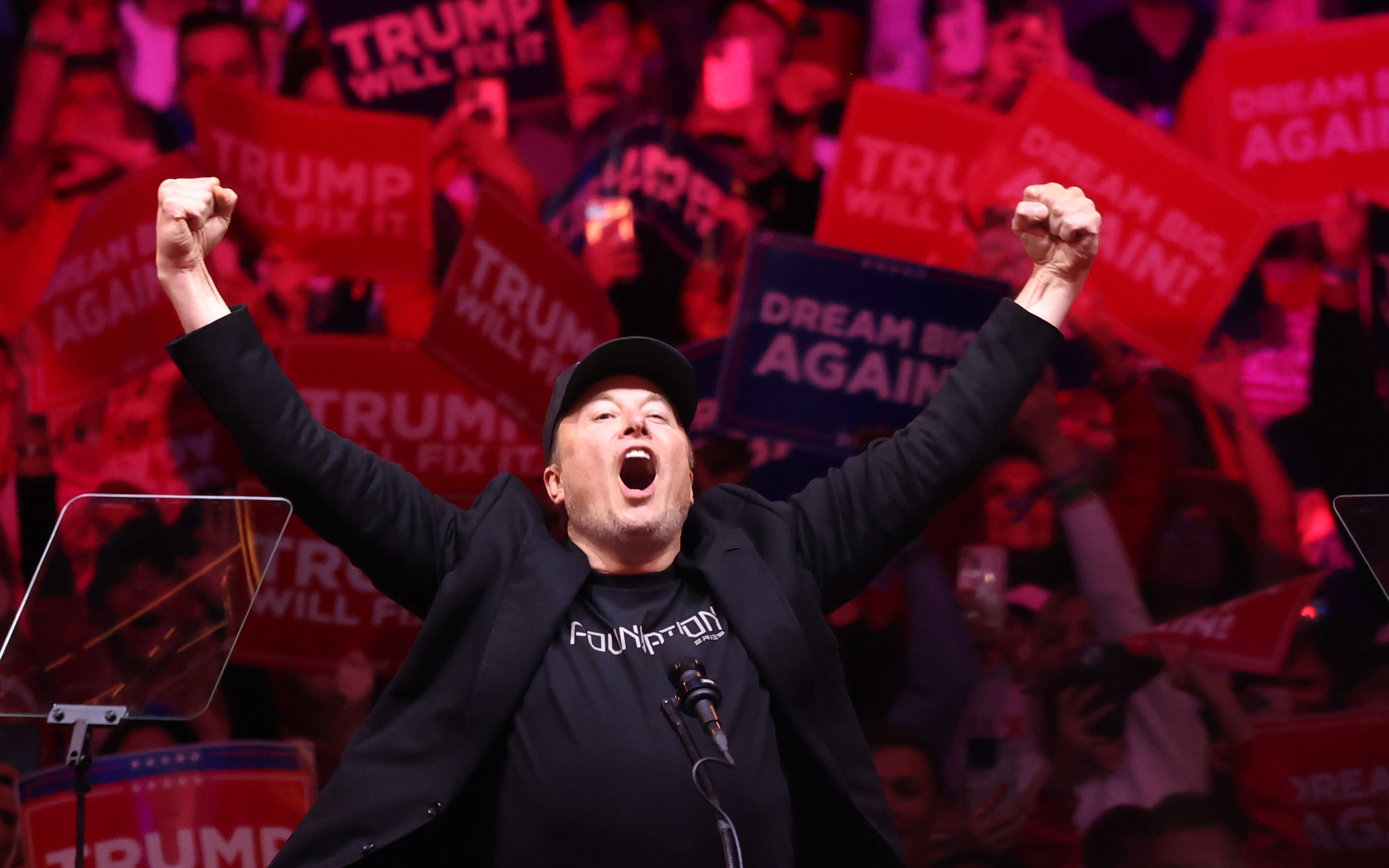Elon Musk has been seen jumping for joy at the thought of a Trump presidency (Getty Images)