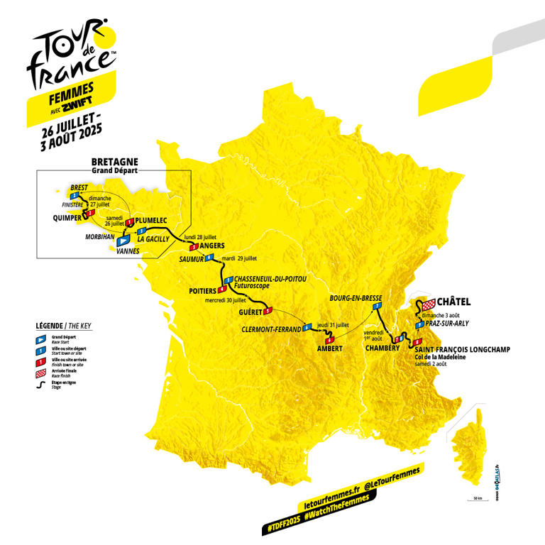 Tour de France Femmes avec Zwift 2025 route Four mountain stages in