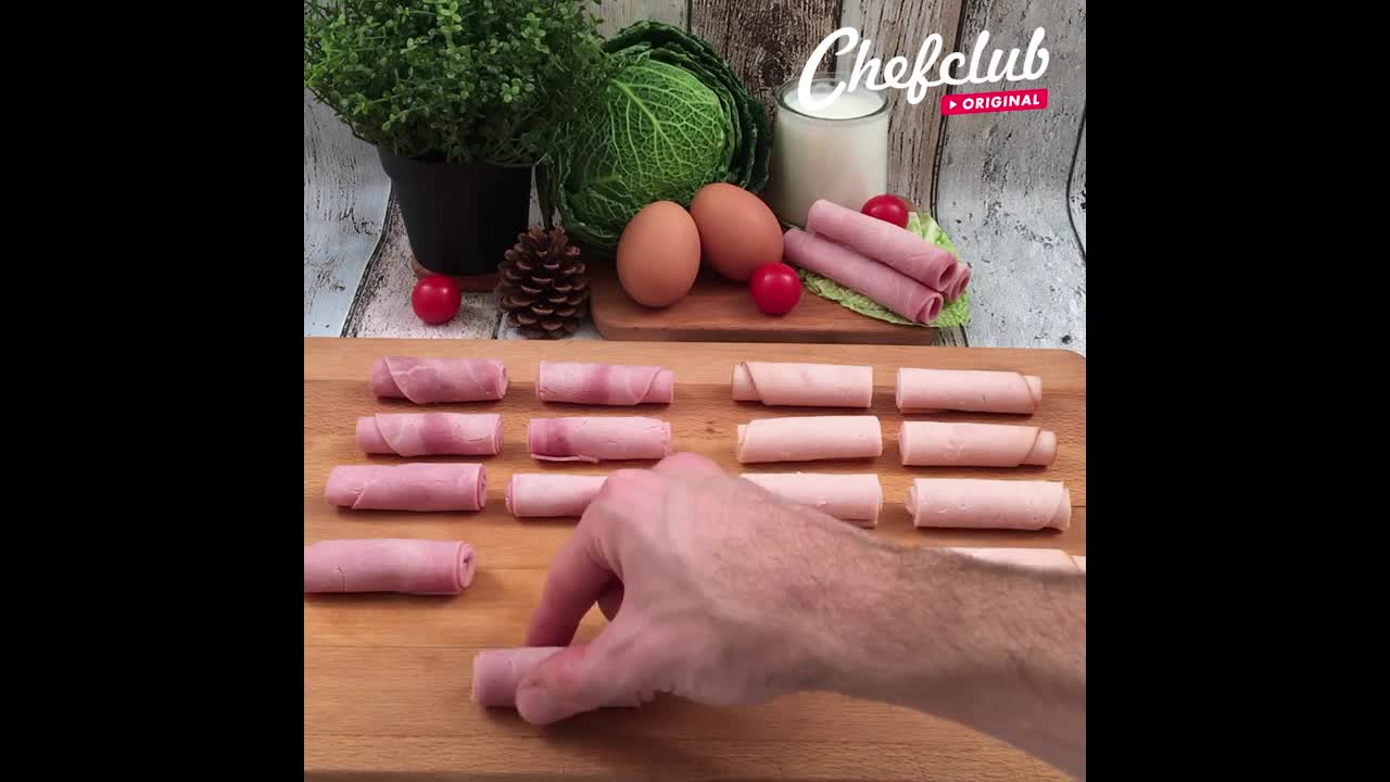 Gebackener Grünkohl mit Schinkenröllchen