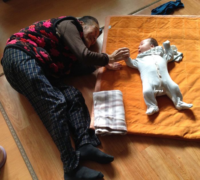 #8 My Son At One Month Old And His 97-Year-Old Korean Great Grandmother