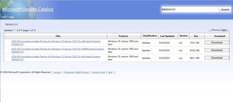 The Microsoft update catalog allows us to download Windows updates ourselves and install them manually.