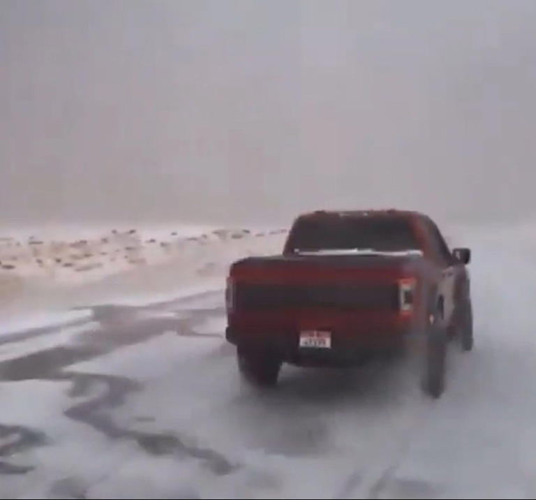 People could not believe their eyes and some got out of their cars to check the snow for themselves (Picture: Viralpress)
