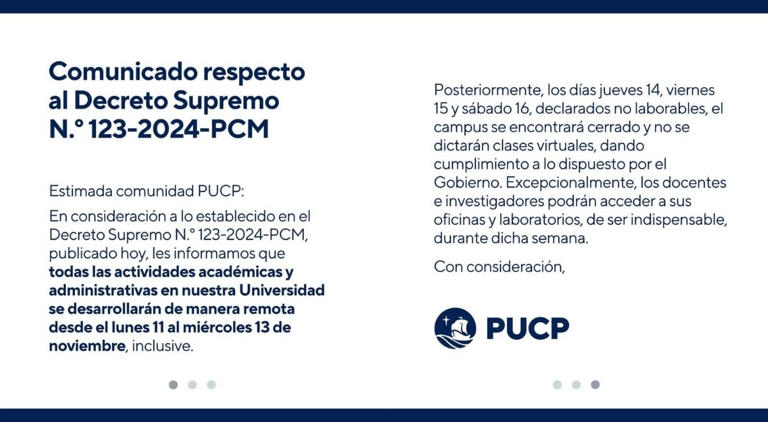 Paro nacional durante APEC 2024: Lista de universidades e institutos que suspenderán sus clases del 11 al 16 de noviembre