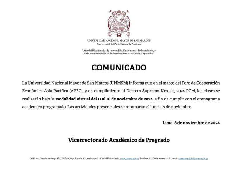 Paro nacional durante APEC 2024: Lista de universidades e institutos que suspenderán sus clases del 11 al 16 de noviembre