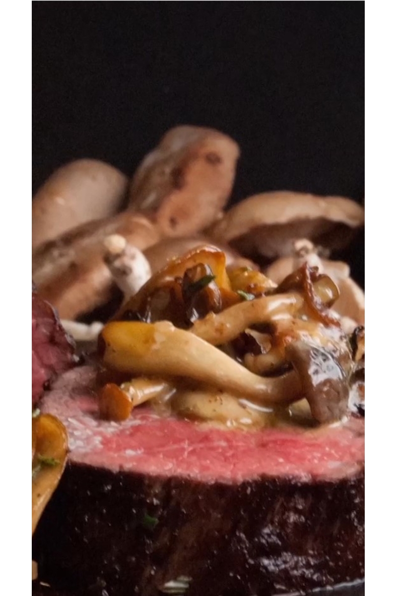 Rinderlende mit einer cremigen Pilzsauce