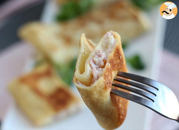 Passo 11 - Crepe salgado recheado com béchamel, queijo e presunto