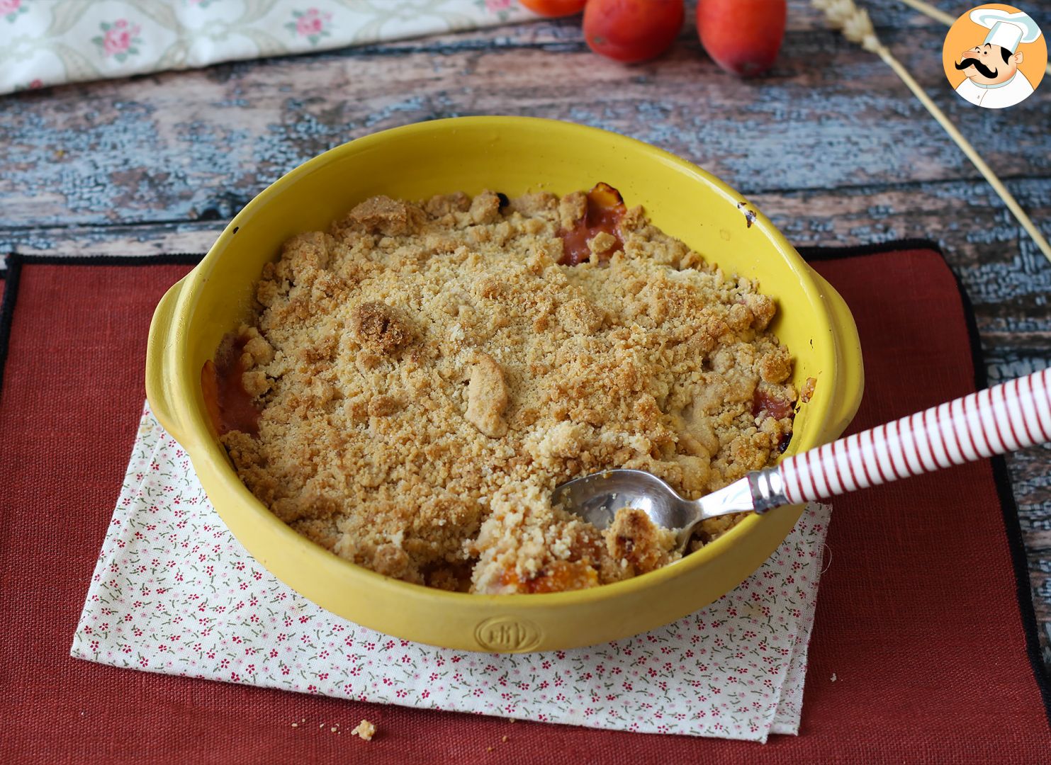 Aprikosen-crumble, das super wohlig schmelzende und knusprige dessert