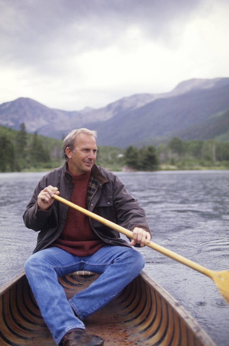 Costner canoeing on this very lake, circa 2003.