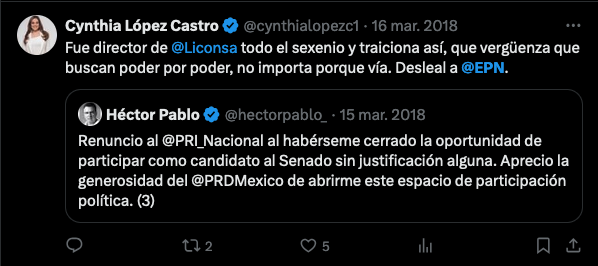 López Castro, ‘leal’ a Peña Nieto y crítica de la 4T se une a Morena