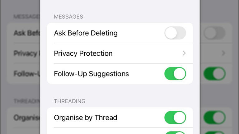 A screenshot of an iPhone's Follow-Up Suggestions