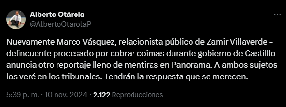 Alberto Otárola sobre acusaciones de Yaziré Pinedo, quien dice que fue forzada a mentir: "Me estuvo extorsionando"