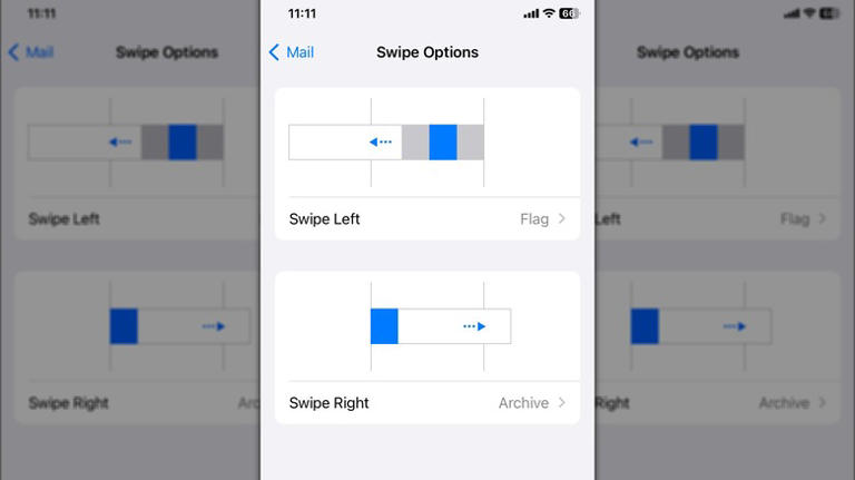 A screenshot of the swipe options in an iPhone