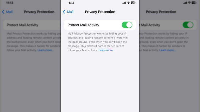 A screenshot of an iPhone's Mail Privacy Protection