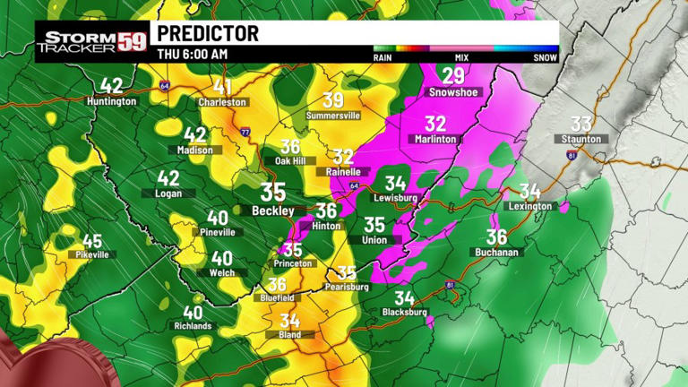 Sunny Wednesday followed by steady rains Thursday, mountain mix early