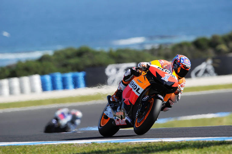 Casey Stoner (1), sukses memenangkan enam dari tujuh MotoGP Australia yang ia ikuti sepanjang kariernya di kelas para raja.