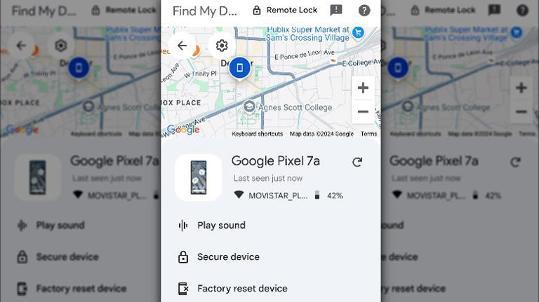 Google Find My Device from iPhone Safari web browser