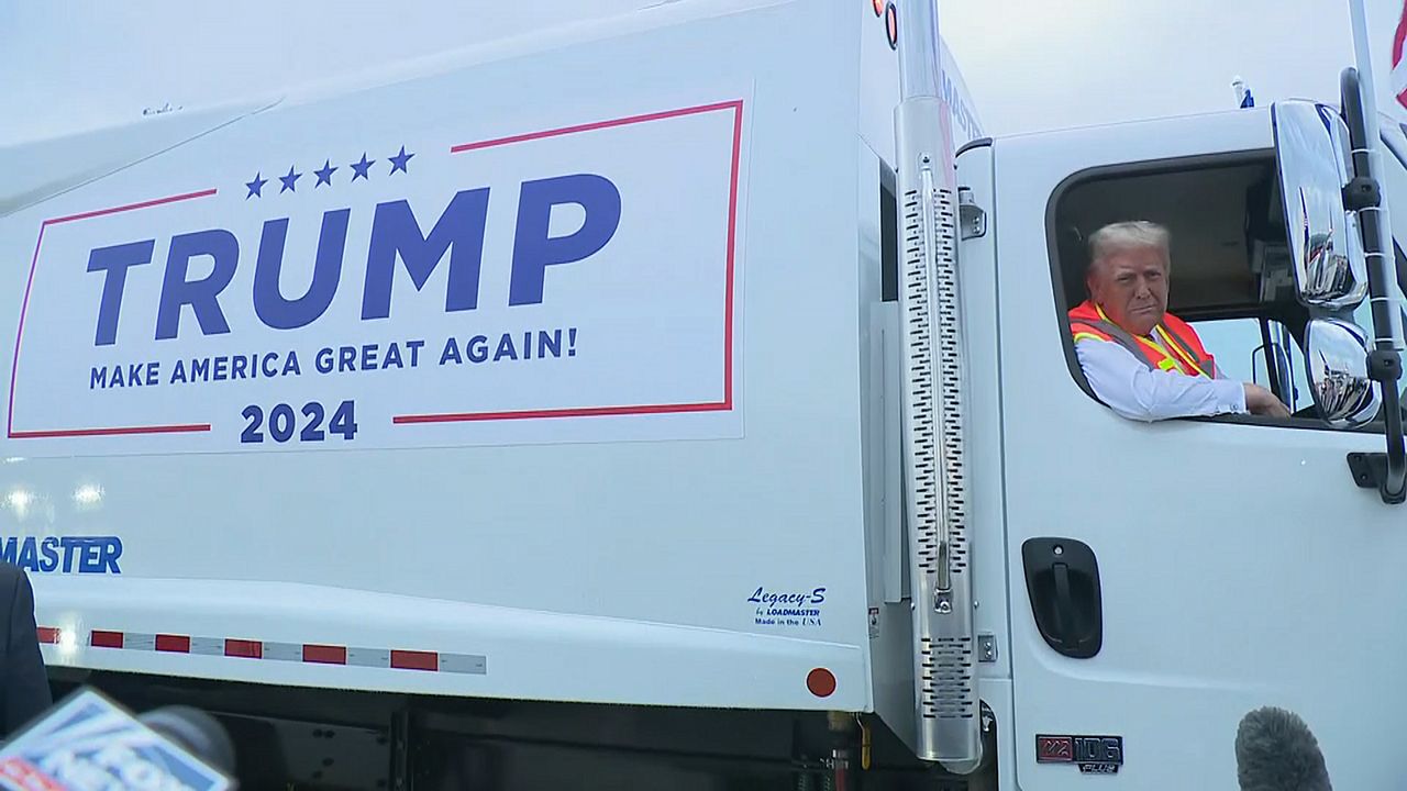 Trump speaks from garbage truck after Biden gaffe