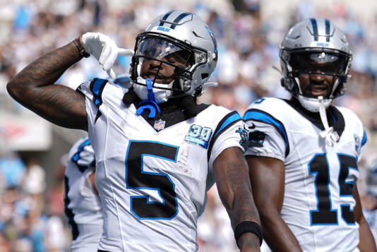 Diontae Johnson celebrates after scoring a receiving touchdown for Panthers (Image Credit: Getty Images)