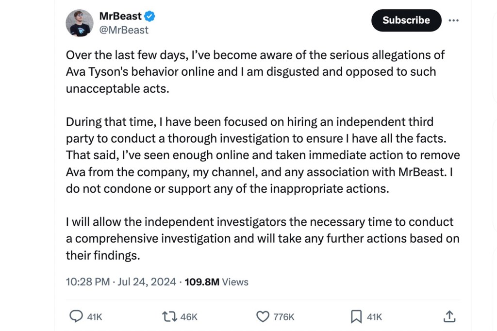 MrBeast Internal Investigation Finds No Evidence Of Grooming, But ‘frat ...