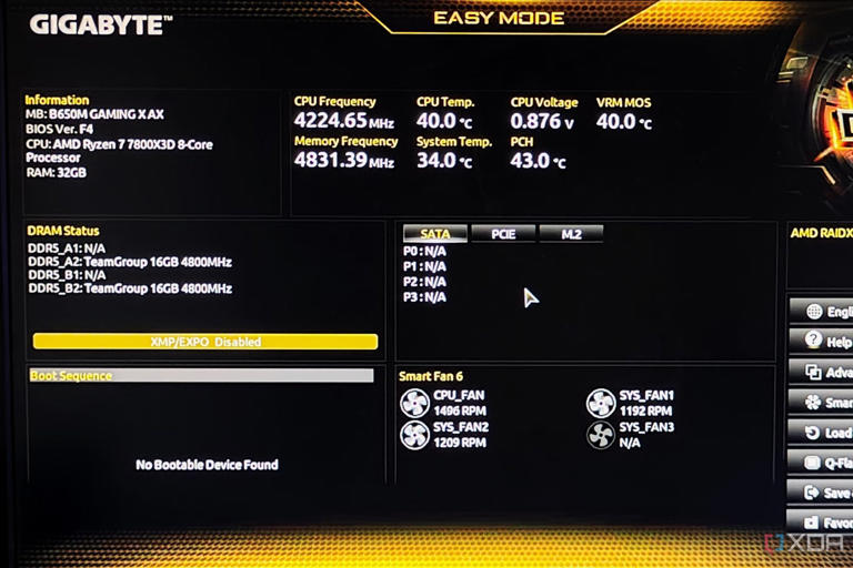 An image showing the Gigabyte BIOS screen.