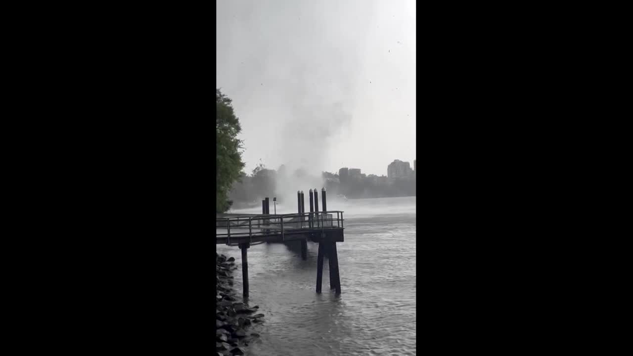 Water Spout Swirls Over Australia's Brisbane River