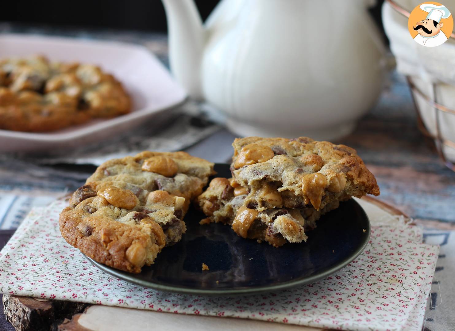 Cookies xxl haselnüsse, milchschokolade und pralinen