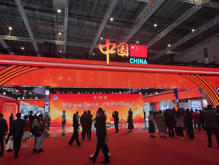第七届进博会国家展中国馆现场。新华社记者 陶虹 摄