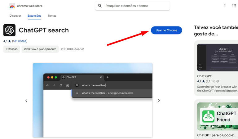 Os usuários podem pesquisar e utilizar diversas extensões no Chrome Web Store...