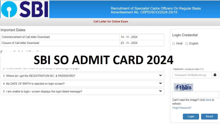 SBI SO Admit Card 2024 OUT at sbi.co.in: Download Assistant 